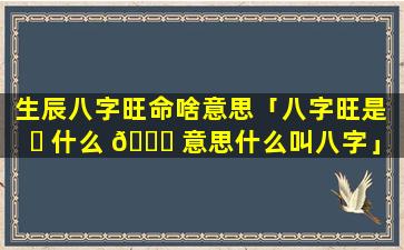 生辰八字旺命啥意思「八字旺是 ☘ 什么 🐕 意思什么叫八字」